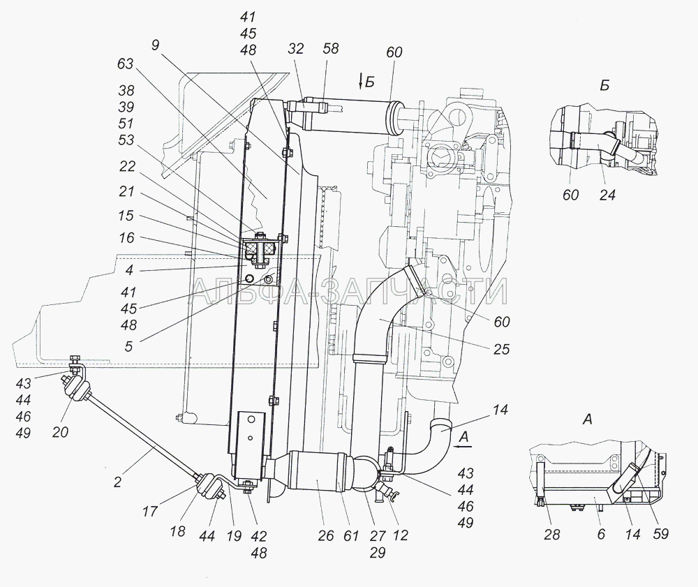 4308-1300023 Установка радиатора (45104130101033 Радиатор) 